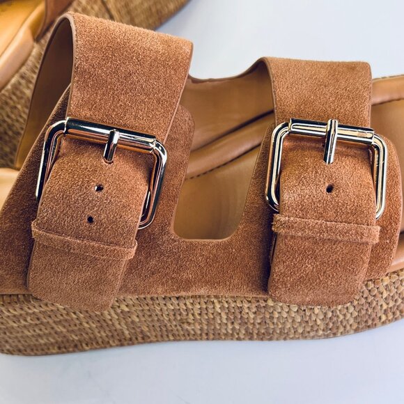 Marc Fisher Palery Suede Platform Sandal Size 9.5 Brown Leather Espadrille - Picture 9 of 15